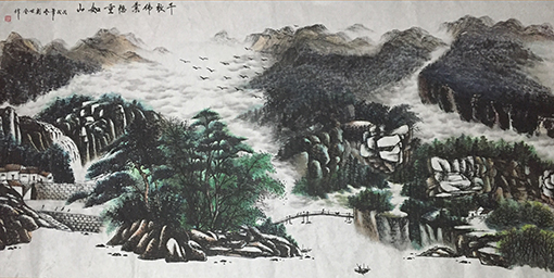 刘世全作品《千秋伟业 稳重如山》规格：122cmx244cm