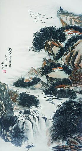 刘世全作品《欲穷千里目》规格：138cmx69cm